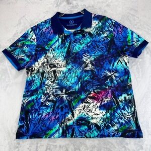 Bugatchi Uomo Polo Shirt Men's M  Blue  Multicolor  100 % Mercerise Cotton